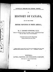 Cover of: A history of Canada and of the other British provinces in North America