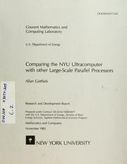 Cover of: Comparing the NYU ultracomputer with other large-scale parallel processors.