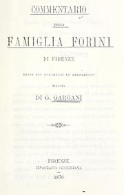 Cover of: Commentario della famiglia Forini di Firenze