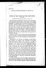 Cover of: Notes on the locust in the North-west in 1876