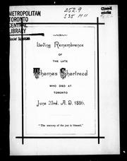 Cover of: In loving remembrance of the late Thomas Shortreed who died at Toronto, June 23rd, A.D. 1886