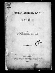 Cover of: Ecclesiastical law: a thesis