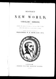 Cover of: History of the new world by by Girolamo Benzoni ; now first translated and edited by W.H. Smyth