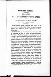 Cover of: Géographie de l'Athabaskaw-Mackenzie et des grands lacs du bassin arctique