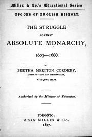 Cover of: The struggle against absolute monarchy, 1603-1688