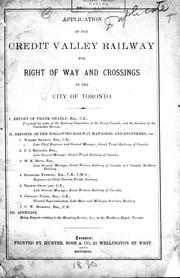 Application of the Credit Railway for right of way and crossings at the city of Toronto