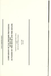 Cover of: Comparison of tax reform provisions of H. R. 3838: as passed by the House and the Senate