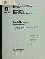 Cover of: Board of Investments, Department of Commerce, financial audit for the fiscal year ended June 30 ... by Montana. Legislature. Legislative Audit Division.