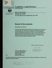 Cover of: Board of Investments, Department of Commerce, financial audit for the fiscal year ended June 30 ... by Montana. Legislature. Legislative Audit Division.