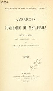 Cover of: Compendio de metafisica: texto arabe
