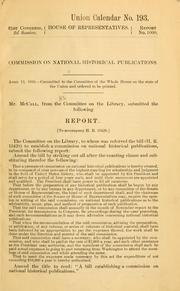 Cover of: Commission on national historical publications ...
