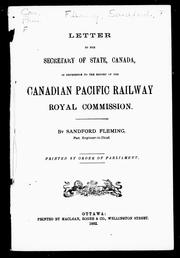 Cover of: Letter to the secretary of state, Canada, in reference to the report of the Canadian Pacific Railway Royal Commission