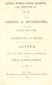Cover of: conditions of reconstruction: in a letter from Robert Dale Owen to the secretary of state.