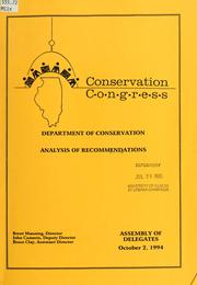 Cover of: Conservation C.O.N.G.R.E.S.S.: Department of Conservation analysis of recommendations