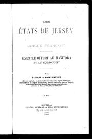 Cover of: Les Etats de Jersey et la langue française: exemple offert au Manitoba et au Nord-Ouest
