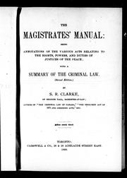 Cover of: The magistrates' manual by by S.R. Clarke
