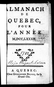 Almanach de Québec pour l'année M,DCC,LXXXII