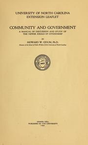 Cover of: Community and government by Howard Washington Odum, Howard Washington Odum