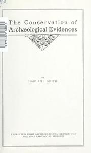 Cover of: Conservation of Archaeological Evidences. | Harlan Ingersoll Smith
