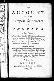 Cover of: An account of the European settlements in America by 