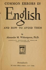 Cover of: Common errors in English and how to avoid them