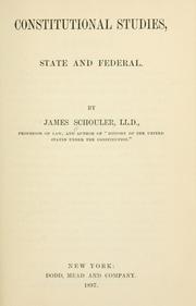 Cover of: Constitutional studies, state and federal.