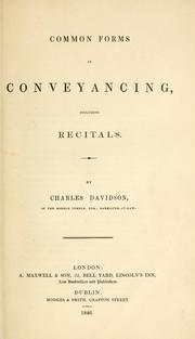 Cover of: Common forms in conveyancing: including recitals