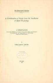 Cover of: A consideration of prayer from the standpoint of social psychology by Anna Louise Strong