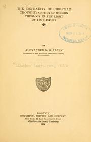 Cover of: The continuity of Christian thought by Alexander V. G. Allen, Alexander V. G. Allen