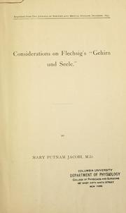 Cover of: Considerations on Flechsig's "Gehirn und Seele."
