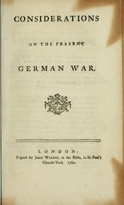 Cover of: Considerations on the present German war.