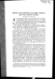 Cover of: Mining law in British Columbia, Mexico, and the United States