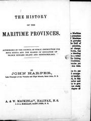 Cover of: The history of the Maritime Provinces