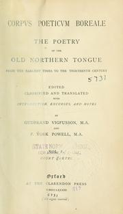 Cover of: Corpus poeticvm boreale: the poetry of the Old Northern tongue, from the earliest times to the thirteenth century