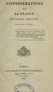 Cover of: Considérations sur la France.