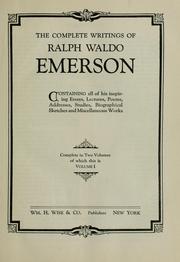 Cover of: The complete writings of Ralph Waldo Emerson by Ralph Waldo Emerson