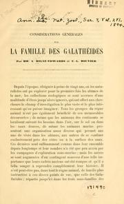 Cover of: Considérations générales sur la famille des Galathéides.