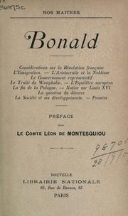 Cover of: Considérations sur la Révolution  française by Louis Gabriel Ambroise de Bonald