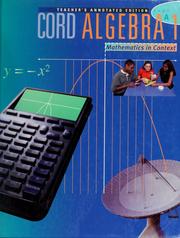 Cover of: CORD Algebra 1.: mathematics in context