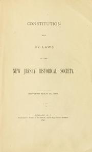 Cover of: Constitution and by-laws of the New Jersey Historical Society. | New Jersey Historical Society.