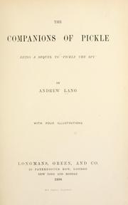Cover of: The companions of Pickle | Andrew Lang