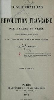 Cover of: Considérations sur la Révolution Française: ouvrage posthume