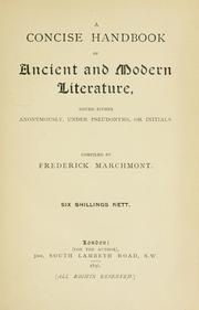 Cover of: A concise handbook of ancient and modern literature: issued either anonymously, under pseudonyms, or initials