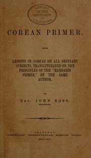 Cover of: Corean primer by Ross, John