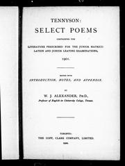 Cover of: Tennyson by edited with introduction, notes and appendix by W.J. Alexander