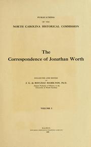 Cover of: The correspondence of Jonathan Worth by Jonathan Worth