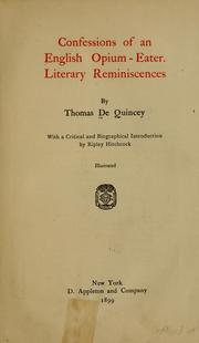 Cover of: Confessions of an English opium-eater by Thomas De Quincey