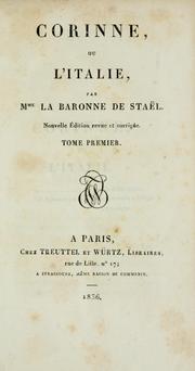 Cover of: Corinne ou l'Italie by Madame de Staël