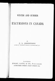Cover of: Winter and summer excursions in Canada