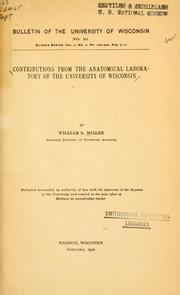 Cover of: Contributions from the anatomical laboratory of the University of Wisconsin.